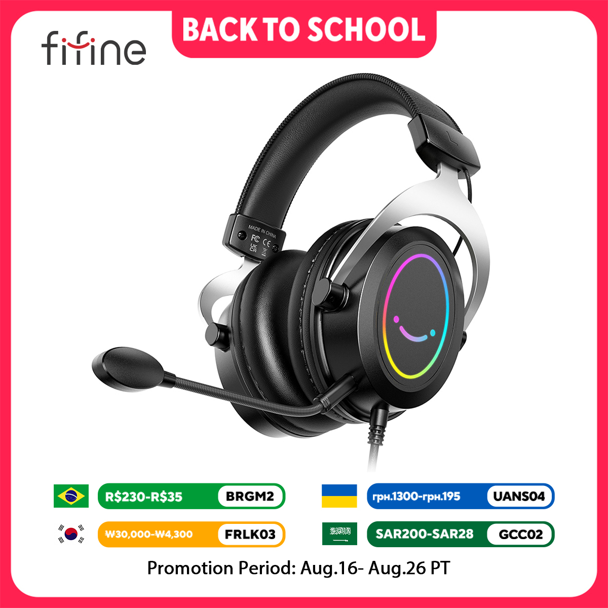 Pc Gaming Xbox Controller - FIFINE Gaming-headset met dynamische RGB/MIC/in-line bediening,