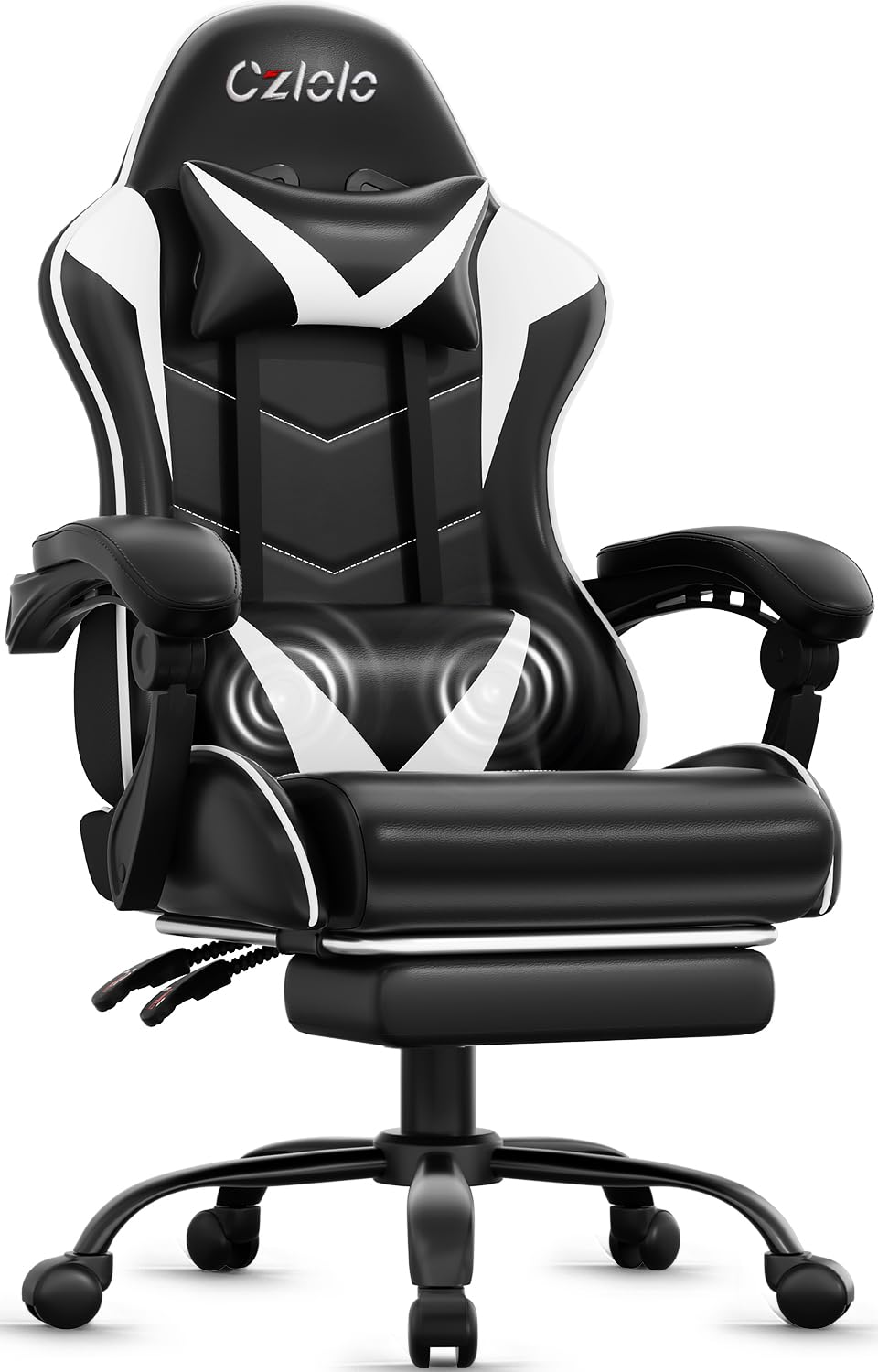 Gaming Chair - Gamingstoel met voetensteun, racing-stijl, lumbale ondersteuning,