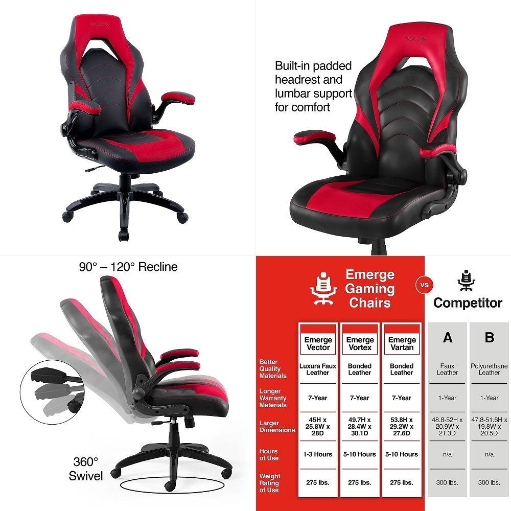 Gaming Chair - Emerge Vortex Gaming-stoel, ergonomisch, in hoogte